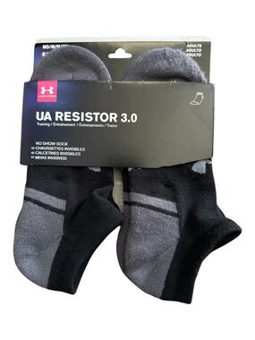 Under Armour Resistor 3.0 Men No Show Socks Black Grey 6 Pack M Medium 1282424